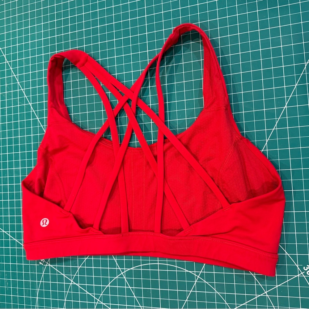 Lululemon Red Strappy Back Sports Bra | Size M | Medium Support Yoga - Picture 5 of 8